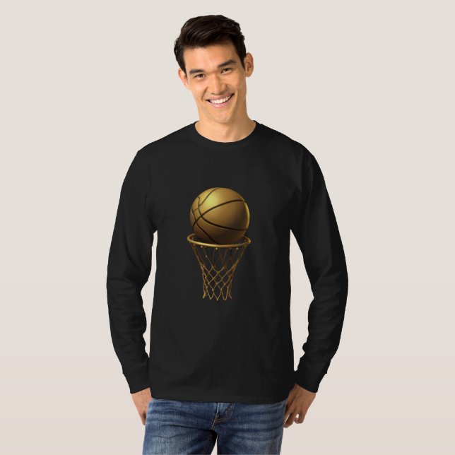 Camiseta Ouro de basquete e Design Hoop (Frente Completa)