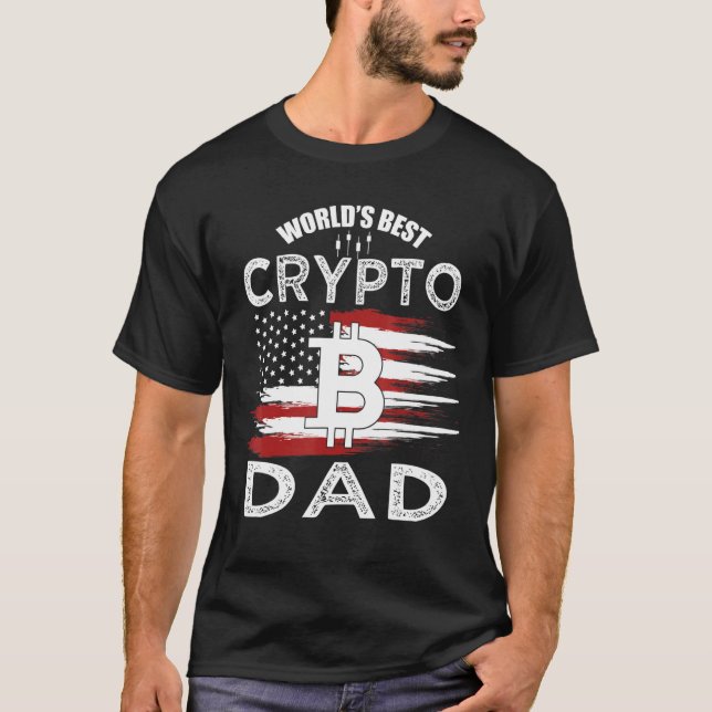 Camiseta Ouro de Bitcoins Para Minerador de Cripto Pai Bitc (Frente)