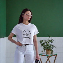 Camiseta ouro de cabeça de píxel de pata de cão giro branco