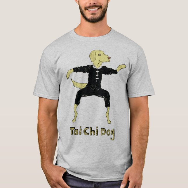 Camiseta Ouro de Cachorro Tai Chi Laboratório amarelo Labra (Frente)