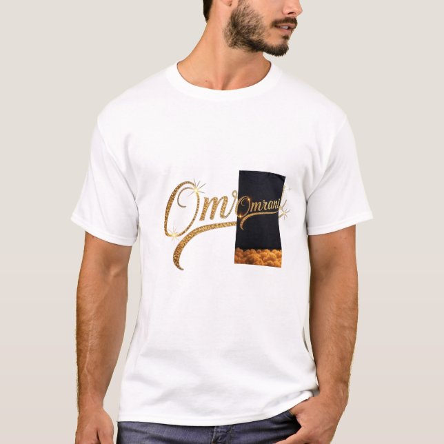 Camiseta Ouro de luxo "Omrani" Nome T-Shirt - Estado Premiu (Frente)