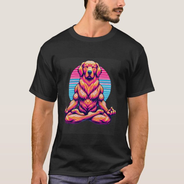 Camiseta Ouro de Meditação de Yoga Engraçado Cachorro de Re (Frente)