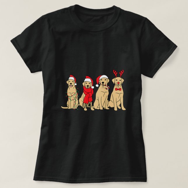 Camiseta Ouro de Natal para Retriever de Ouro Bonito Feriad (Frente do Design)