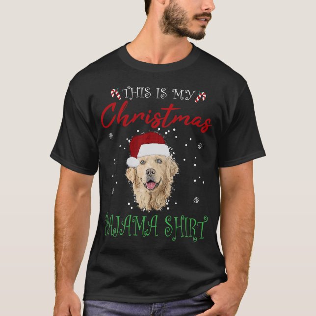 Camiseta Ouro de Natal Retriever Gift Pajama Cachorro Puppy (Frente)