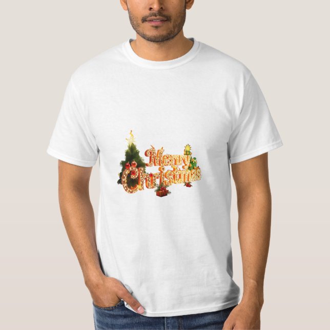 Camiseta Ouro de Natal Sparkle - Árvore Festiva (Frente)