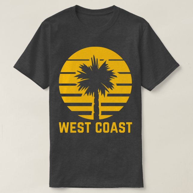 Camiseta Ouro de Palma Amarelo da Costa Oeste da Califórnia (Frente do Design)