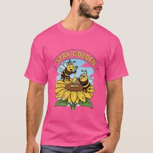 Camiseta Ouro de permanência - Ilustração de abelha e flor