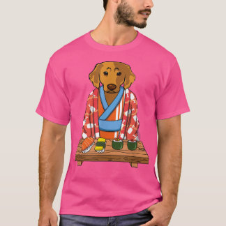 Camiseta Ouro de Retriever Kimono Kawaii Alimentos Japonese