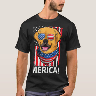 Camiseta Ouro de Retriever Patriótico de Cachorro Roupa dos