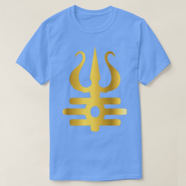 Camiseta Ouro do trabalho de arte do Tishul do Lord shiva (Frente do Design)