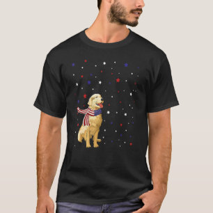Camiseta Ouro Dog American Flag Scarf 4 De Julho