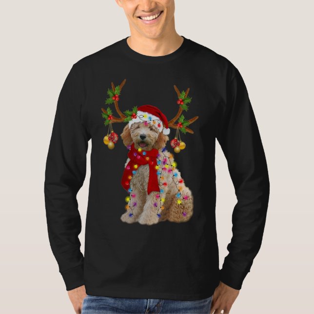 Camiseta Ouro Doodle Gorgee Reindeer Árvore de Natal Lig (Frente)