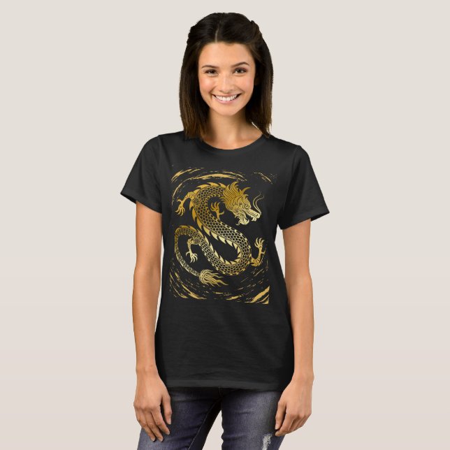 Camiseta Ouro Dragão Roda de Dourado (Frente Completa)