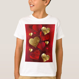 Camiseta Ouro e namorados vermelhos