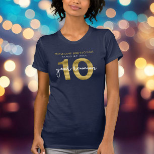 Camiseta Ouro elegante do falso reunião de classe de 10