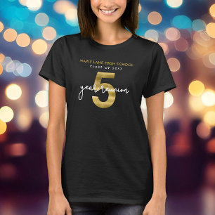 Camiseta Ouro elegante do falso reunião de classe de 5 ano