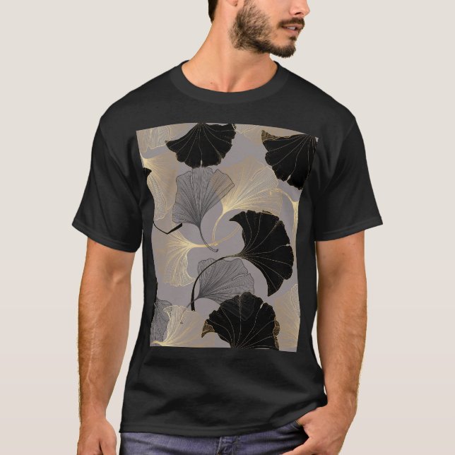 Camiseta Ouro elegante Ginkgo, fundo vintage. (Frente)