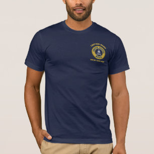 Camiseta Ouro elegante Sinais de barco de capitão náutico d