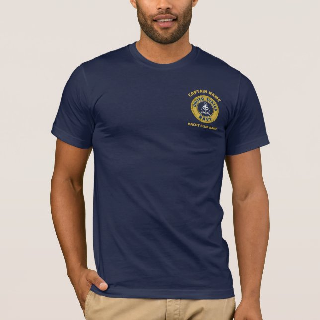 Camiseta Ouro elegante Sinais de barco de capitão náutico d (Frente)