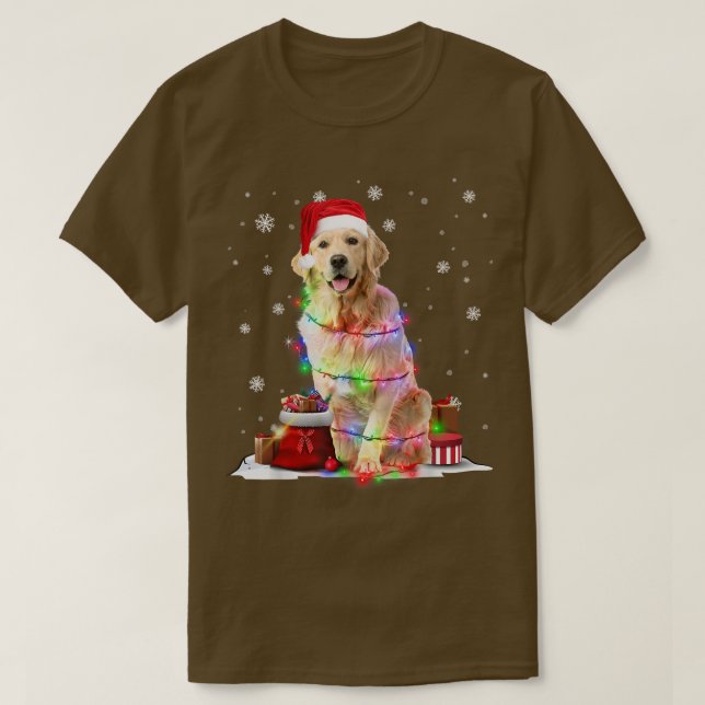 Camiseta Ouro Engraçado Cachorro de Retriever Árvore de Nat (Frente do Design)