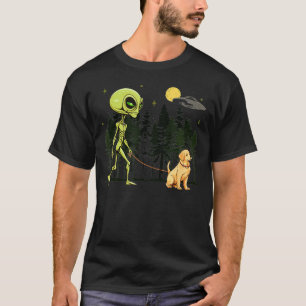 Camiseta Ouro Engraçado Retriever Andando Pai Pet