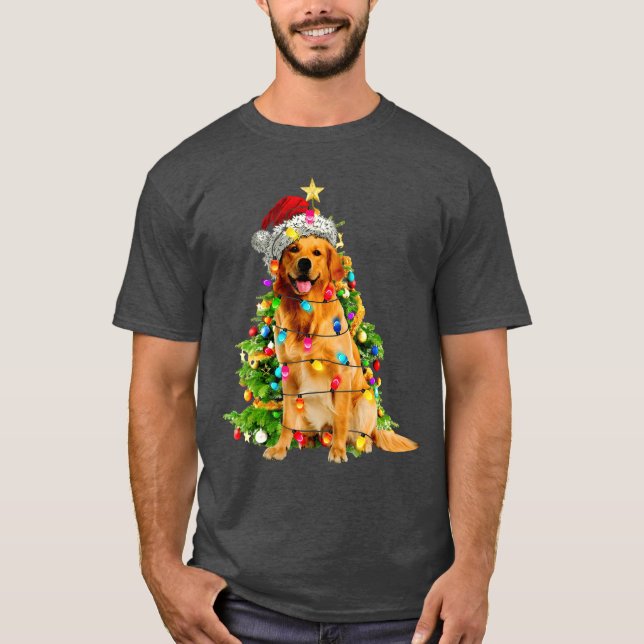 Camiseta Ouro engraçado Retriever Christmasree Dog Lover (Frente)