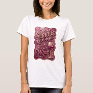 Camiseta Ouro Eu Estou em um Relacionamento Sério com Vinho