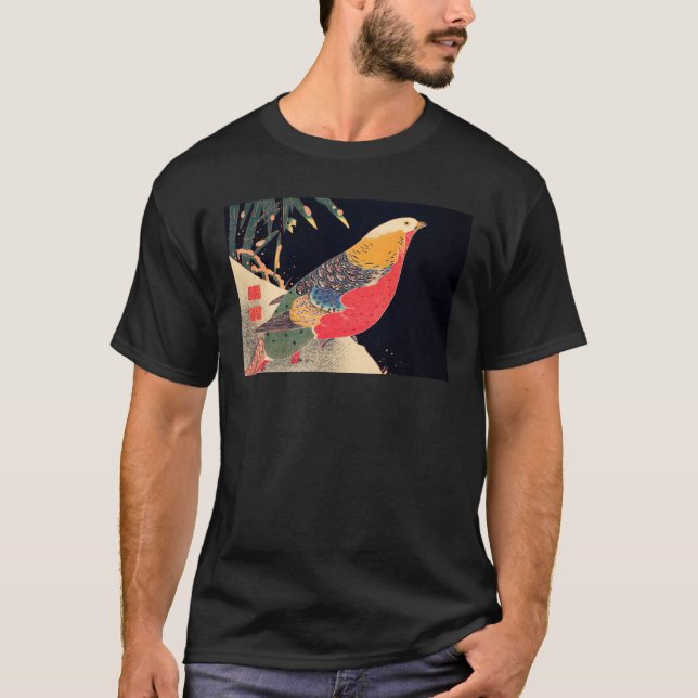Camiseta Ouro faisão na neve por Ito Jakuchu (Frente)