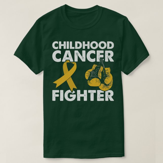 Camiseta Ouro Fita Boxas Luvas Cancer Infantil Luta (Frente do Design)