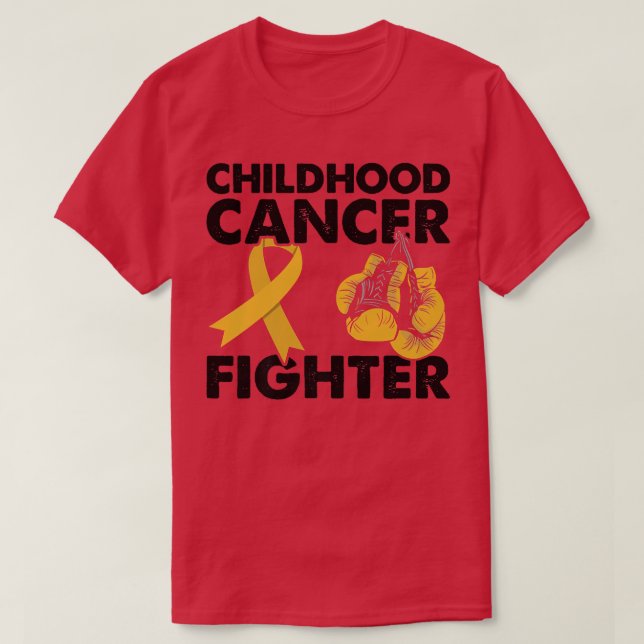 Camiseta Ouro Fita Boxas Luvas Cancer Infantil Luta (Frente do Design)