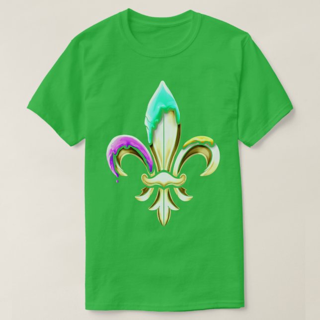 Camiseta Ouro fleur de lis com verde roxo e ouro c (Frente do Design)