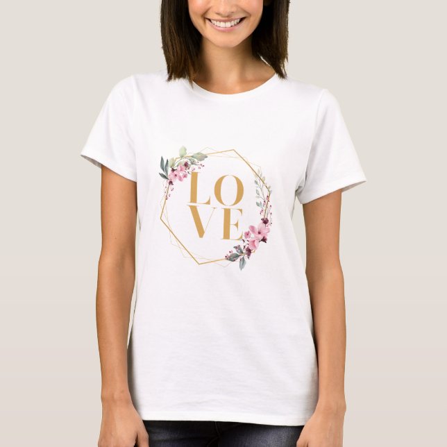 Camiseta Ouro Floral - Elegante Design (Frente)