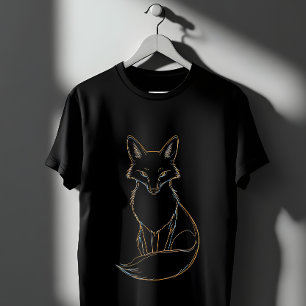 Camiseta Ouro Fox Line Art - Elegante Design Animal
