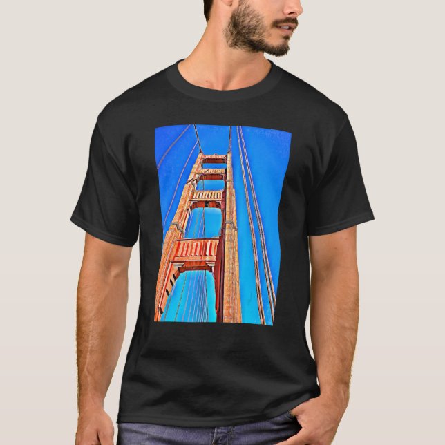 Camiseta Ouro Gate Bridge Closeup San Francisco Landmark (Frente)