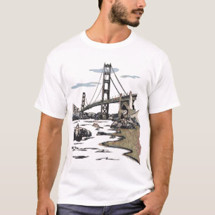 Camiseta Ouro Gate Bridge San Francisco Califórnia