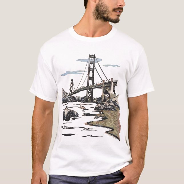 Camiseta Ouro Gate Bridge San Francisco Califórnia (Frente)