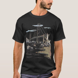 Camiseta Ouro Gate Bridge San Francisco Califórnia
