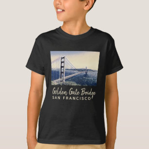 Camiseta Ouro Gate Bridge San Francisco Watercolor Art