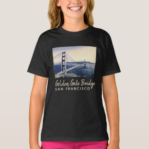 Camiseta Ouro Gate Bridge San Francisco Watercolor Art