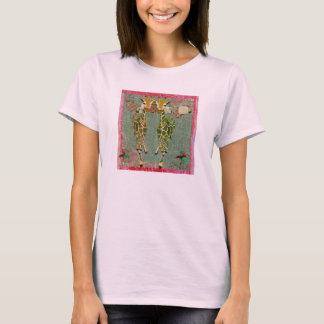 Camiseta Ouro Girafas Rosa Tigela Rosa