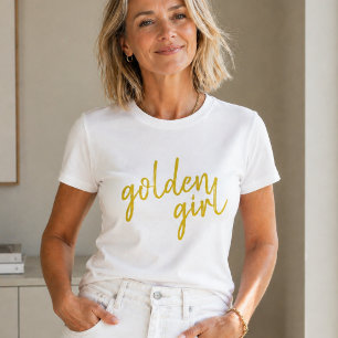 Camiseta Ouro Girl   Script Dourado moderno