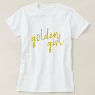 Camiseta Ouro Girl   Script Dourado moderno