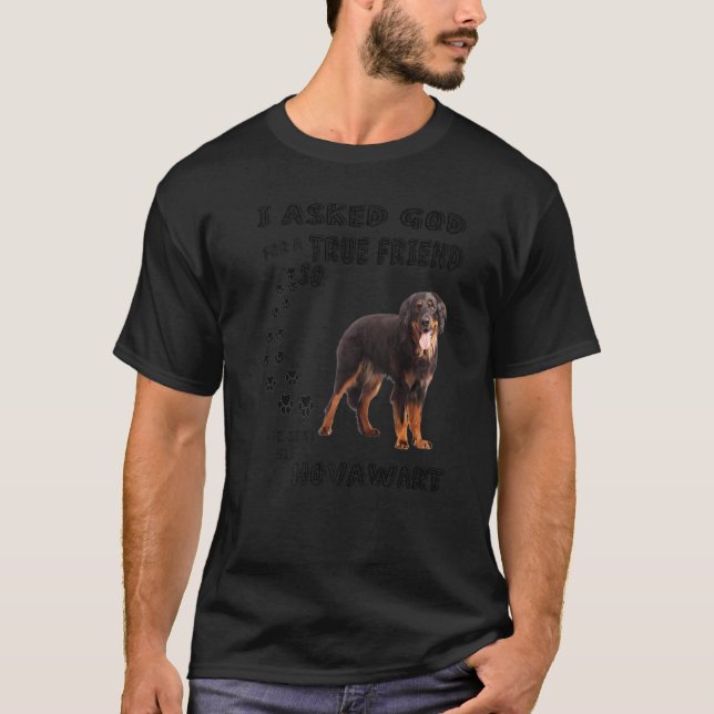 Camiseta Ouro Hovawart Dizendo Mãe, Trabalhando Pai Arte, C (Frente)