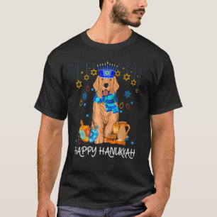 Camiseta Ouro Judeu Bonito Cachorro Menorah Hat Hanuk