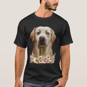 Camiseta Ouro Labrador Retriever Meninas Cachorro Floral