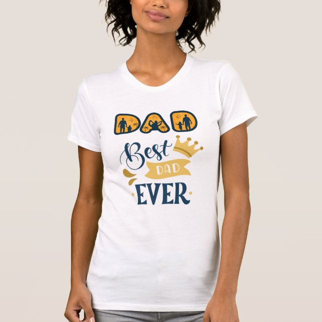 Camiseta Ouro Laranja e Dia de os pais Moderno Azul (Frente)