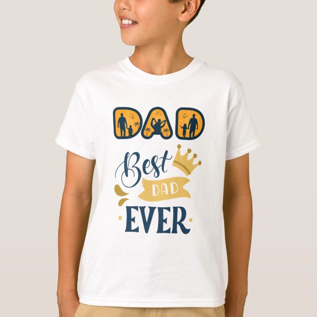 Camiseta Ouro Laranja e Dia de os pais Moderno Azul (Frente)