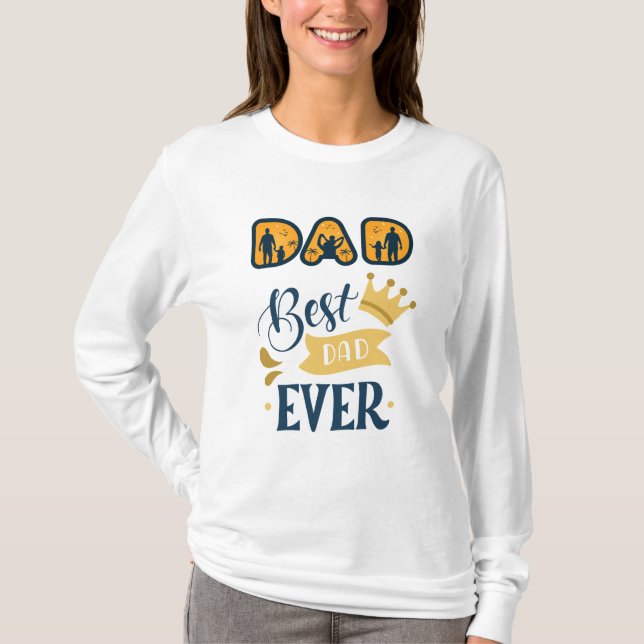 Camiseta Ouro Laranja e Dia de os pais Moderno Azul (Frente)