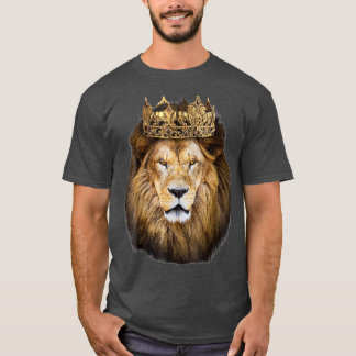 Camiseta Ouro Leão Canvas de Arte Coroa Rei