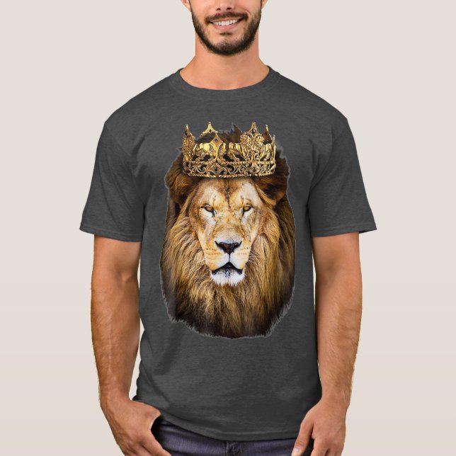 Camiseta Ouro Leão Canvas de Arte Coroa Rei (Frente)